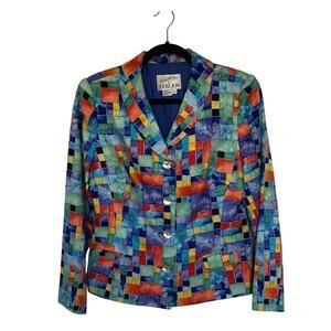 Vintage Rickie Freeman for Teri Jon Multicolored Silk Blazer, 10